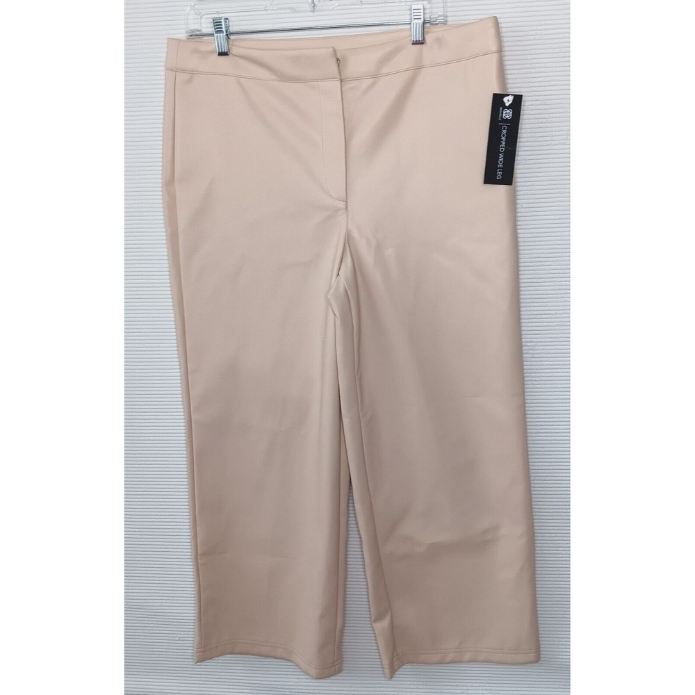BAGATELLE COLLECTION Camel Faux Leather High Waist Crop Wide Leg Pant Size Large